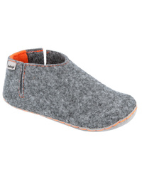 Vollsjö Damen Pantoffeln aus Filz Hausschuhe Hellgrau Filzschuhe für Frauen, Modisch und Gemütlich Freizeitschuhe Filzpantoffeln, Heimschuhe, Hergestellt in der EU, hellgrau-orange