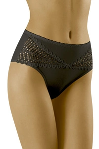 Wolbar Dame Slip Höherer Bund Klassisch Spitze Nahtlos Unterhose WB440, schwarz