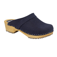 Vollsjö Männer Veganclogs aus Holz und Mikrofaser Hausschuhe Freizeitschuhe, Heimschuhe, Hergestellt in der EU 125-901S-M, Mikrofaser-Dunkleblau