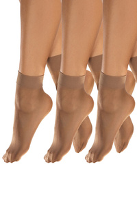 Vivisence Damen Söckchen Klassische 20 DEN 3Er-Pack Mit Unsichtbarer Zehenverstärkung Weich Und Bequem Breiter Rand Für Sicheren Halt Ohne Druck, Beige