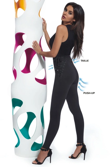 Bas Bleu Sansa Leggings Dame Hosen musterlos Reißverschluss figurformend hoher Bund EU, 
