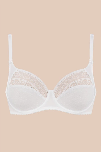 Gaia Soft BH Dame Unterwäsche Dessous Spitze Seitenstäbchen Sport BH 059 BS, Weiß