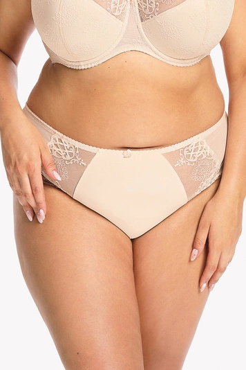 Gaia Dame Slip Netz Stickerei Bund Unterhose Unterwäsche 1107M Elena Maxi , Beige
