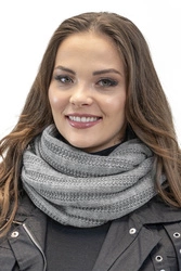 Vivisence Damen Schal Winter Loop Modischer Gemütlich Wärmendem Garn Doppelt 7019S, hellgrau