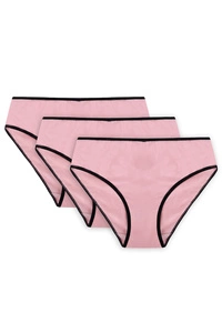 Vivisence Dame Slip Unterhose Klassisch Komfortabel Trendig Alltag Unterwäsche 4016, szchwarzes Gummiband:pink