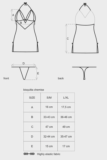 Obsessive Bisquitta chemise Nachthemd Damen String Neckholder Nachtwäsche Soft-Cup Set