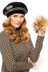 Vivisence Damen Baskenmütze Winter Handgefertigte Herbst Schurwolle And Bommel 7066, schwarz