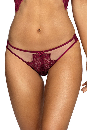 Axami Dame String sexy Streifen Spitze Tüll Unterhose V-9438 , Weinrot