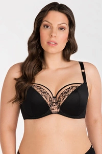 Gorsenia Dame Soft-BH Stickerei Netz Träger Schleifen Elegant K101 Zoya, Schwarz