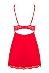 Obsessive Dame Reizwäsche Set 2-teilig Nachthemd String Spitze Sexy Ausschnitt Blumenmuster Luvae, Rot