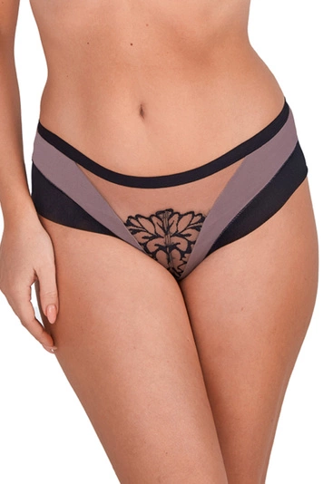 Gaia Dame Slip Klassisch Voll Stickerei Netz Unterhose Höschen 1210P Olivia , Braun