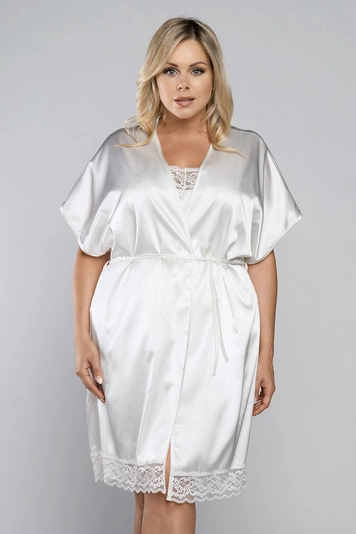 Italian Fashion Dame Morgenmantel Nachtwäsche Satin Schnürung Dotyk,