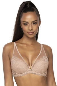 Mat Dame Push-Up Spitze Dessous Einlagen Schleife Träger Dekolette BH 0198/11 Estelle, Beige