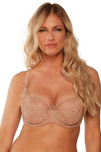 Gaia Dame Soft BH Klassisch Schalen Gemustert Spitze Bügel 1135, Braun