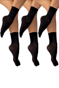 Vivisence Damen Söckchen 40 DEN 3Er-Pack Klassische Mit Unsichtbarer Zehenverstärkung Angenehm Weich Und Bequem Breiter Rand Für Sicheren Halt Ohne Druck, nero