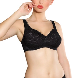 Jarpol 022 Soft BH Dame Unterwäsche Spitze bügellos regulierbar EU, schwarz