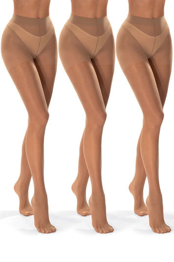 Vivisence Damen Strumpfhose 40 DEN 3Er-Pack Mit Hohem Bund Und Verstärkter Zehenpartie Für Optimalen Komfort Perfekt Für Elegante Outfits, daino