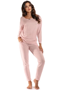 Vivisence Dame Schlafanzug 2-teiliges Set Pyjama Bluse Hose Gemustert Tupfen 2023,