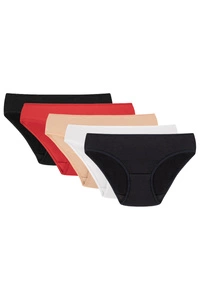 Vivisence Dame Slip Unterhose Bund Musterlos Unterwäsche 4003, schwarz/rot/beige/weiß/dunkelblau
