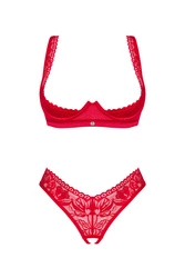 Obsessive Dame Reizwäsche Set 2-teilig Dessous Hebe BH String Sexy Verführerisch Lacelove, Rot
