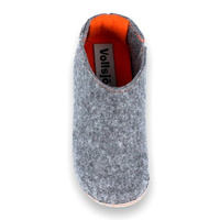 Vollsjö Damen Pantoffeln aus Filz Hausschuhe Hellgrau Filzschuhe für Frauen, Modisch und Gemütlich Freizeitschuhe Filzpantoffeln, Heimschuhe, Hergestellt in der EU, Hellgrau-Orange
