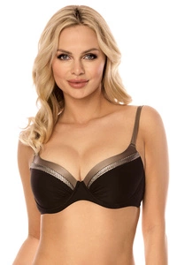 Vivisence Bikini Push-up-BH Stilvoller Zum Schwimmen Gepolsterte Schalen Bügel-BH Verstellbare Träger Widerstandsfähig Gegen Verfärbung Und Verformung, schwarz