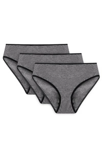 Vivisence Dame Slip Unterhose Klassisch Komfortabel Trendig Alltag Unterwäsche 4016, schwarzes Gummiband: graphit