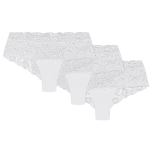 Wolbar Damen Shorts 3er Pack Spitze Pantys Slips Boxershorts Hipster Unterwäsche WB413, weiß
