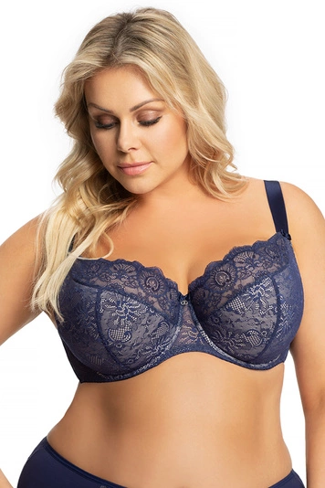 Gorsenia K357 Blanca Bügel BH Dame Dessous Spitze geblümt regulierbar Setteil EU, 