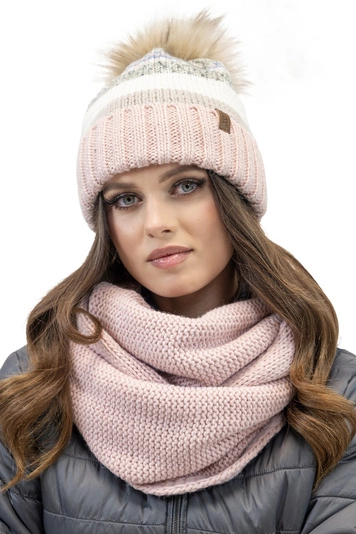 Vivisence Modisches Winterset für Damen Warme Mütze Mit Antistatischem Fleece Und Umweltfreundlichem Bommel Passender Loop-Schal Aus Weichem Garn Perfekt Für Kalte Tage Und Outdoor-Aktivitäten, 