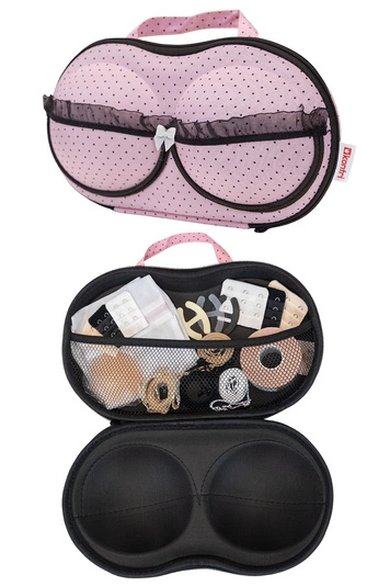 Kontri BH-Aufbewahrungstasche mit Accessoires BH Kofferorganizer Unterwäsche Etui Zubehör E1002 , Hellpink