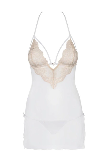 Obsessive Bisquitta chemise Nachthemd Damen String Neckholder Nachtwäsche Soft-Cup Set