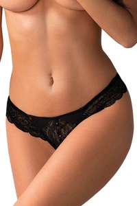 Obsessive Strings Dame Reizwäsche Spitze Schmucksteinchen offener Schritt Miamor,
