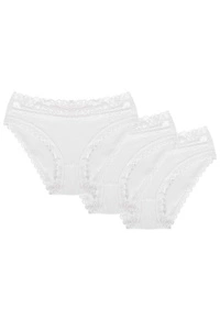 Wolbar Damen Mini-Slip 3-er Pack Spitze Klassisch Elegant Sinnlich WB158,