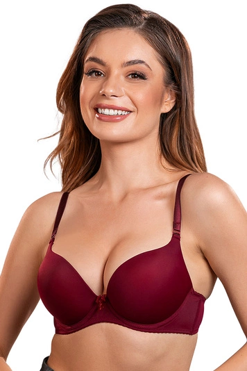 Vivisence Push-Up BH Damen Mit Bügel Gepolsterter Maximizer für Brüste 1041, bordeauxrot