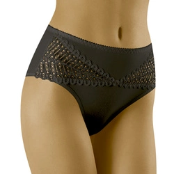 Wolbar Dame Slip Höherer Bund Klassisch Spitze Nahtlos Unterhose WB440, schwarz