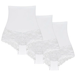 Wolbar Miederslip Damen Slips 3er Pack Panties Höschen Hohe Taille Hipster Slip Figurformende Bauchkontrolle Shapewear Seamless Nahtlose Spitzenhöschen Formwäsche Unterhosen WB183,