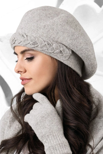 Kamea Damen Baskenmütze Kopfbedeckung Herbst Winter Wollgarn Bolzano, Grau