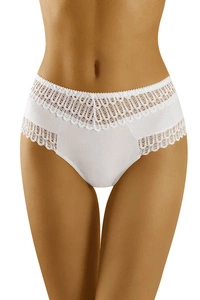 Wolbar Damen Slip Unterhose Ajour-Spitze hoch Unterwäsche WB416, weiß
