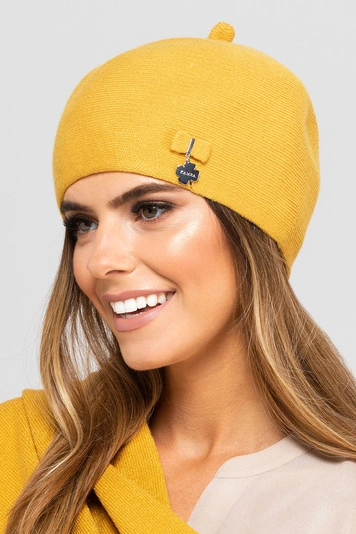 Kamea Damen Baskenmütze Kopfbedeckung Herbst Winter Murcja, Senfgelb