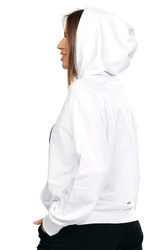 Reviver Dame Sweatshirt Klassisch Kapuze Kordel Tasche Alltag SportLangarm F5576, Weiß