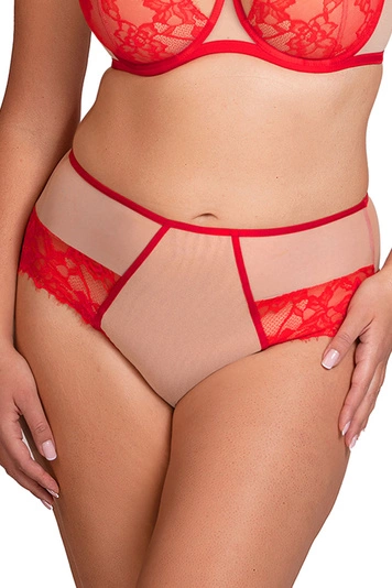 Vivisence Eleganter Slip Mit Hohem Bund Für Damen Bequeme Unterwäsche Aus Spitze Und Tüll Mit Baumwollzwickel Femininer Taillenslip Für Komfort Und Halt, 
