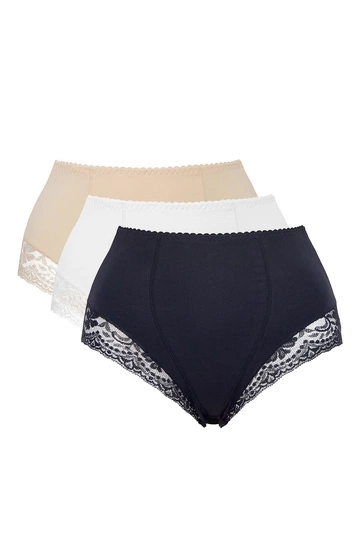 Mitex Dame Slip 3er Pack Ela, schwarz/weiß/beige