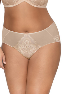 Ava Dame Slip Zweifarbig Klassisch Spitze Netz Tüll Voll 1824/1 Venus, Beige