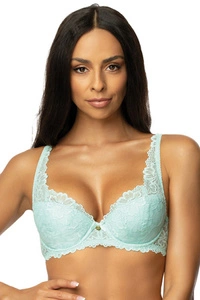 Mat Dame Bügel BH Gepolsterte Cups Spitze Blumenmuster Klassisch Komfortabel Elegant 053/22 Carmela , Seladongrün