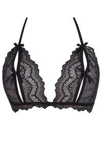 Axami V-7751 Bonbon Soft BH Dame Bralette Dessous Spitze Neckholder Vornverschluss Setteil EU, Schwarz