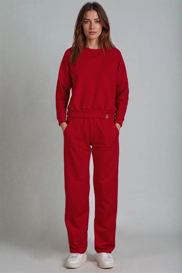 Vivisence Loungewear Damen Trainingsanzug Set Lockerer Schnitt Rundhals Freizeitanzug Mit Taschen 9205, 