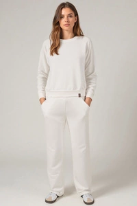 Vivisence Loungewear Damen Trainingsanzug Set Lockerer Schnitt Rundhals Freizeitanzug Mit Taschen 9205,
