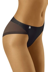 Wolbar Dame Slip Klassisch Elegant Netz Mesh Gummi Höschen Unterhose WB482, schwarz/schwarz/weiß