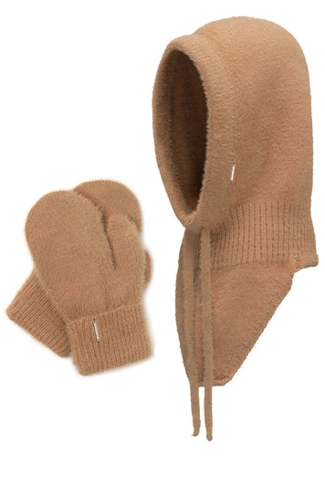 Vivisence Winterset Für Damen Schalmütze Mit Und Warme Fausthandschuhe Mit Fleecefutter Hergestellt Aus Weichem Warme Garn Perfekt Für Kalte Wintertage, karamellfarben